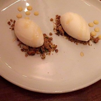 Uchi Dallas - Lemon gelato - perfect finish to our meal. The pistachio shortbread crumble underneath, coupled with the golden beet puree, were amazing! - Japanese Near Me - Dallas, Texas Uchi Dallas - Lemon gelato - perfect finish to our meal. The pistachio shortbread crumble underneath, coupled with the golden beet puree, were amazing! - Japanese Near Me - Dallas, Texas