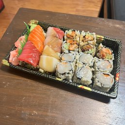 a plate of sushi on a table