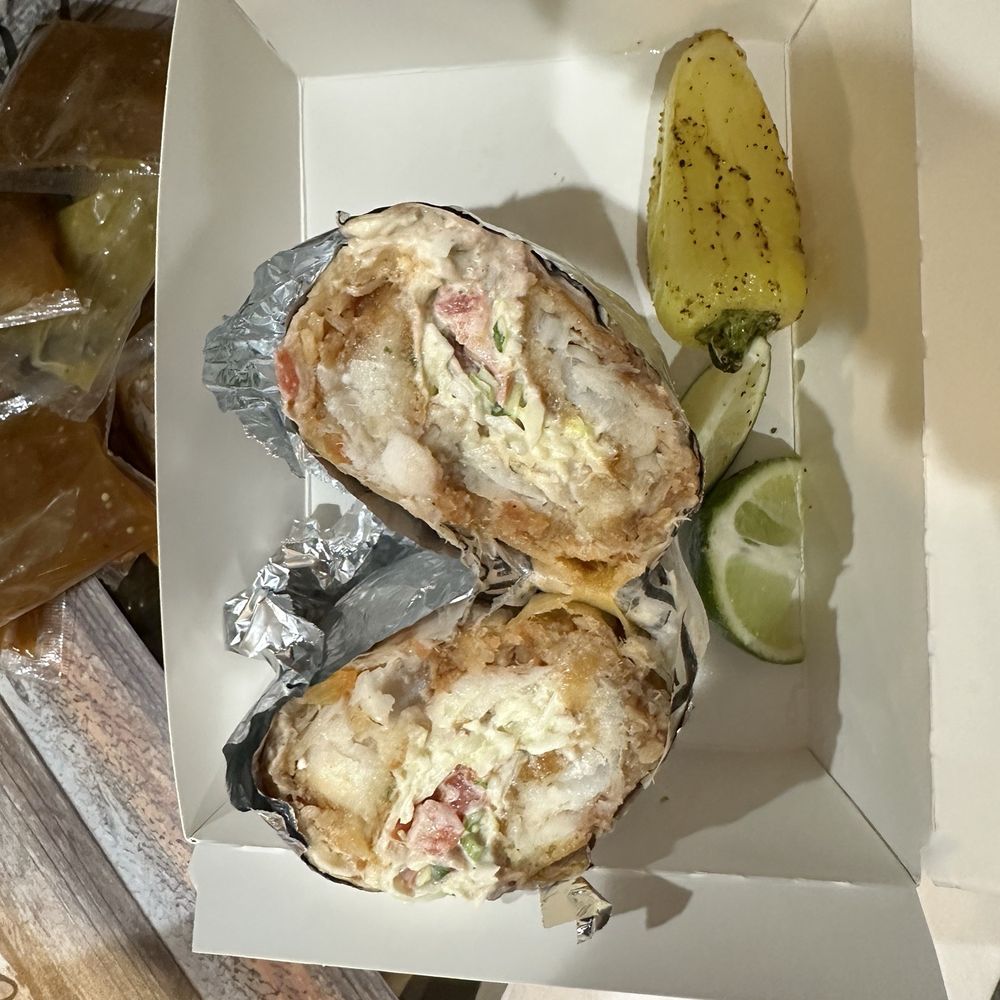 Fish burrito - comes with lime & pepper