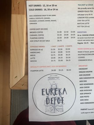 Menu photo 7 Eureka Depot Eureka, NV