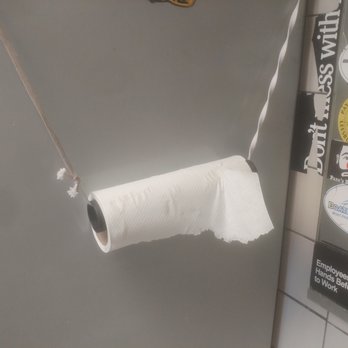 Vienna Inn - The paper towel dispenser in the men's room was empty so they strung a roll of paper towels over the stall using an old sneaker lace. - Bars Near Me - Vienna, Virginia Vienna Inn - The paper towel dispenser in the men's room was empty so they strung a roll of paper towels over the stall using an old sneaker lace. - Bars Near Me - Vienna, Virginia
