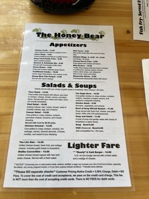 Menu photo 4 Honey Bear Inn Eagle River, WI