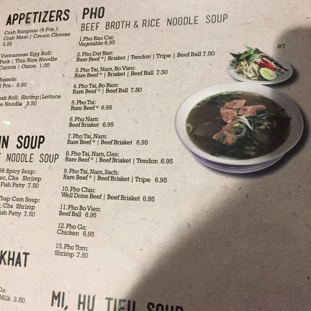 Asian Palace Pho 99 - Pho selections (they have a lot more than just this, though!) - Vietnamese Near Me - Grand Rapids, Michigan Asian Palace Pho 99 - Pho selections (they have a lot more than just this, though!) - Vietnamese Near Me - Grand Rapids, Michigan