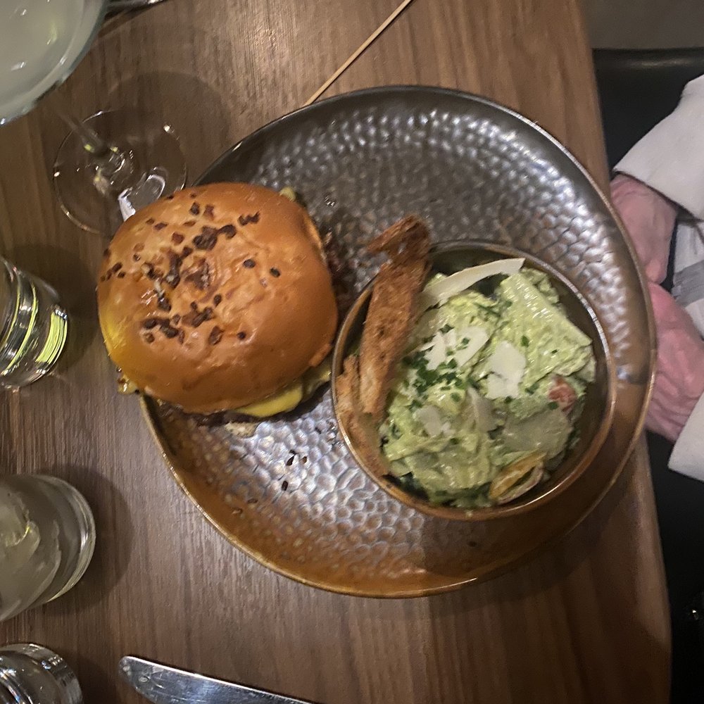 Aftermath Kitchen & Bar - Burger with side salad - New American Near Me - Phoenix, Arizona Aftermath Kitchen & Bar - Burger with side salad - New American Near Me - Phoenix, Arizona