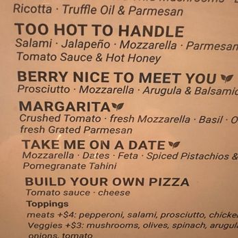 Zoya - pizza menu - Mediterranean Near Me - San Diego, California
