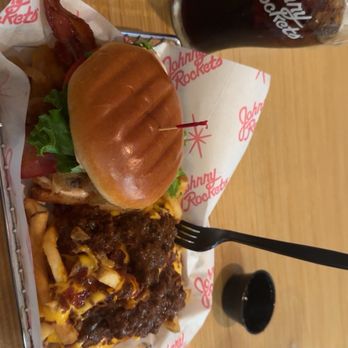 Johnny Rockets - Bacon chili cheese fries & bacon cheddar burger - Burgers Near Me - Hanover, Maryland Johnny Rockets - Bacon chili cheese fries & bacon cheddar burger - Burgers Near Me - Hanover, Maryland