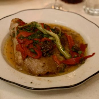 Le Comptoir du Vin - Roasted skate wing with capers, raisins, and peppers - Wine Bars Near Me - Baltimore, Maryland