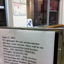 US Post Office - Power outages only at the post office for days. It's always something at this location. THE WORST!