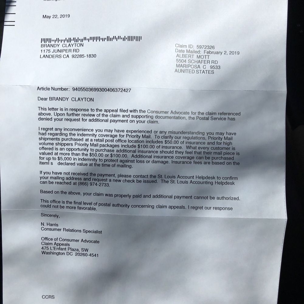 US Post Office - The final appeal and denial they did anything wrong - Post Offices Near Me - Indio, California US Post Office - The final appeal and denial they did anything wrong - Post Offices Near Me - Indio, California