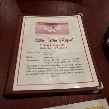 Pho Viet Royal - Menu - Vietnamese Near Me - Bethlehem, Pennsylvania