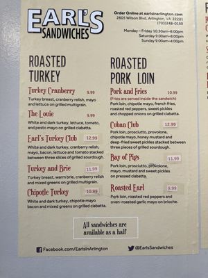 Menu photo 2 Earl's Sandwiches Arlington, VA Menu photo 2 Earl's Sandwiches Arlington, VA