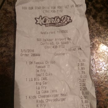Carl's Jr - Missing a famous cheese....waited to stop here then didn't recieve our order correct. - Fast Food Near Me - Carlsbad, California Carl's Jr - Missing a famous cheese....waited to stop here then didn't recieve our order correct. - Fast Food Near Me - Carlsbad, California