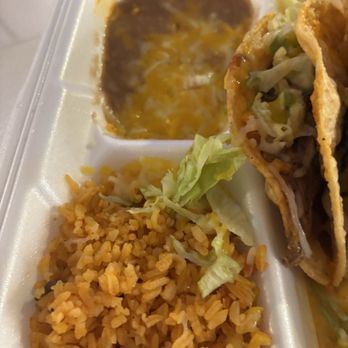 Carrillo's Mexican Food - 3 crunchy taco with shredded beef, rice and beans - tacos are underwhelming. - Mexican Near Me - Clovis, California Carrillo's Mexican Food - 3 crunchy taco with shredded beef, rice and beans - tacos are underwhelming. - Mexican Near Me - Clovis, California