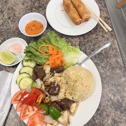Yumi Bakery - (3) viet egg rolls (ate one) and Com luc Lac