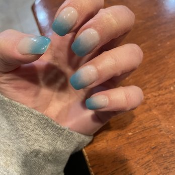 T Nails & Brows  - One of my faves- teal ombré with a nude base. - Nail Salons Near Me - Rocklin, California