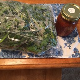 My haul for today, salsa and spinach. My haul for today, salsa and spinach.