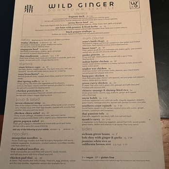 Wild Ginger - Menu - Thai Near Me - Seattle, Washington