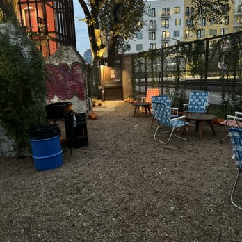 Cosmic Saltillo - Back area with lawn furniture - Coffee & Tea Near Me - Austin, Texas