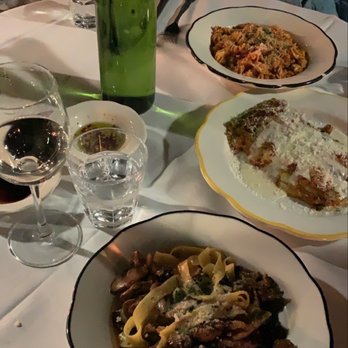 Ciao Roma - (front to back) mushroom tagliatelle, lasagna, fusilli alla vodka - Italian Near Me - Boston, Massachusetts