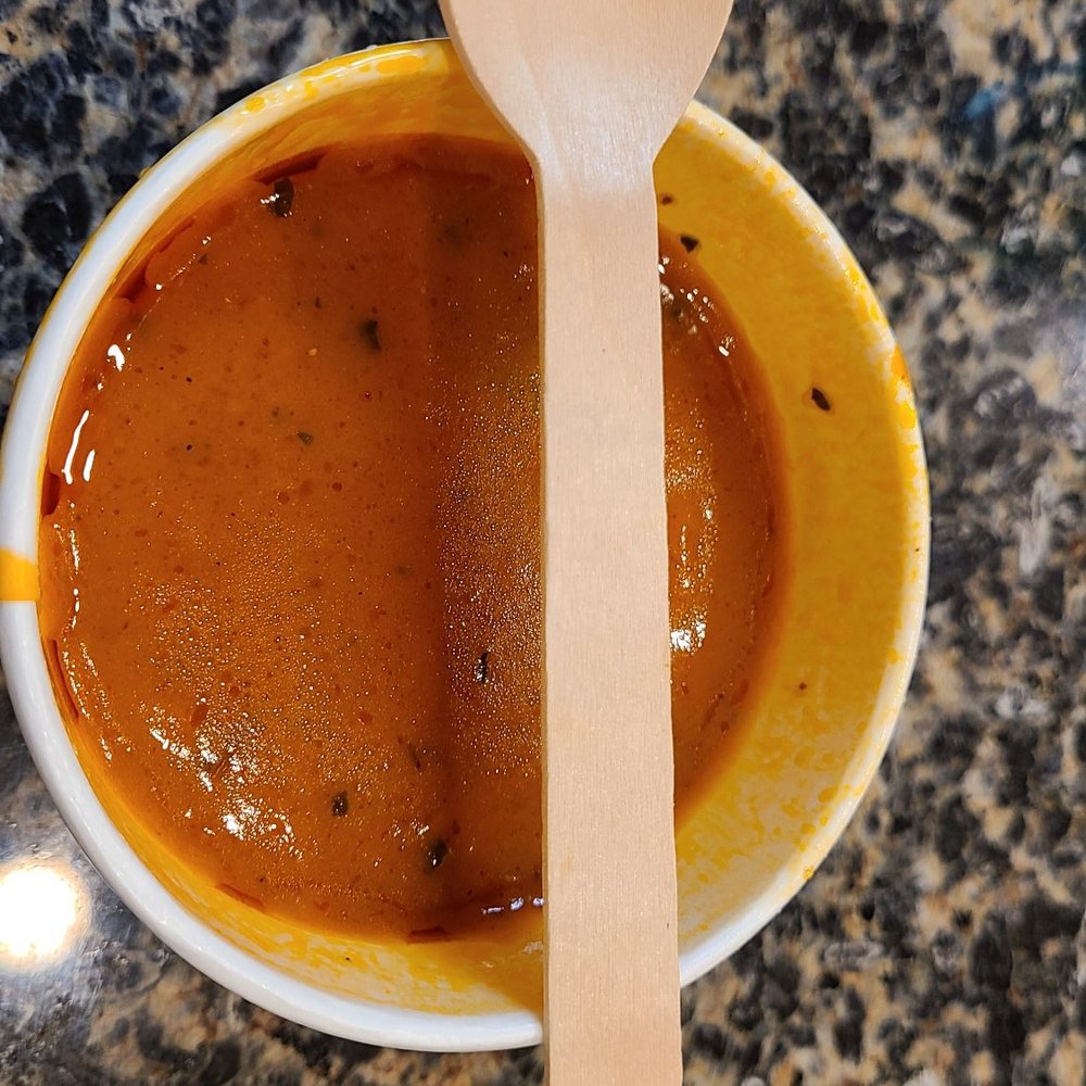 Honolulu Bistro - Tomato soup! With a recyclable bamboo (?) Spoon - Hawaiian Near Me - Honolulu, Hawaii Honolulu Bistro - Tomato soup! With a recyclable bamboo (?) Spoon - Hawaiian Near Me - Honolulu, Hawaii