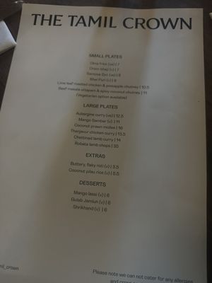 Menu photo 2 tamil crown London, XGL