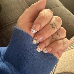 French acrylic nails with nail art French acrylic nails with nail art