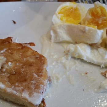 Apple Walnut Café - Way over cooked poached eggs and not even slightly crispy latkes. Total bummer - Breakfast & Brunch Near Me - Broomall, Pennsylvania