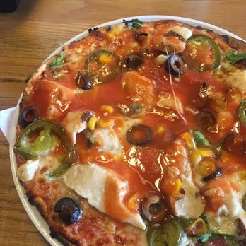 MOD Pizza - After having to wipe some of my sauce off, this was how much buffalo sauce was still left on my pizza. - Fast Food Near Me - San Antonio, Texas