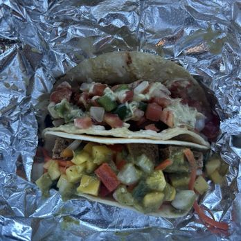 Bird & Co - Plantain on top, tofu on bottom - Tacos Near Me - Portland, Maine