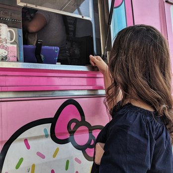 Hello Kitty Cafe - My Mom at the window of the cafe truck. - Food Trucks Near Me - Cincinnati, Ohio