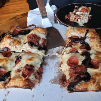 First Base Lounge  - Peperoni and mushroom Detroit style pizzs - Bars Near Me - Toledo, Ohio
