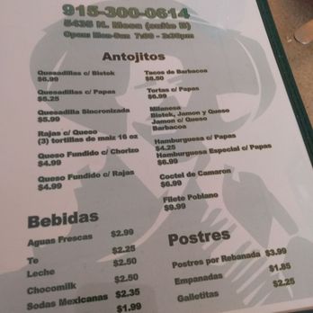 El Rincon De Villa - Front of menu - Mexican Near Me - El Paso, Texas El Rincon De Villa - Front of menu - Mexican Near Me - El Paso, Texas