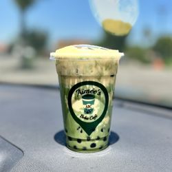 Aimee's Boba Café - Matcha Brulee (small w/ boba)