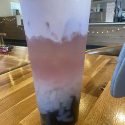 Strawberry Cloud w/ boba and coconut jelly Strawberry Cloud w/ boba and coconut jelly