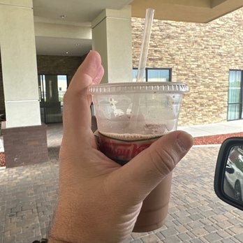 Krispy Kreme - Small Hot Coffee masquerading as a Large Iced Coffee - Donuts Near Me - Jacksonville, North Carolina