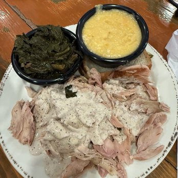 Saw's Soul Kitchen - Smoked chicken plate with greens and grits. - Barbeque Near Me - Birmingham, Alabama