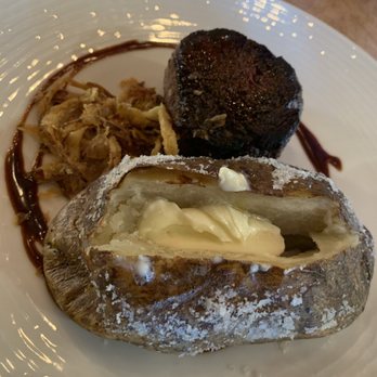 Tracey's - Filet with baked potato - New American Near Me - Munising, Michigan