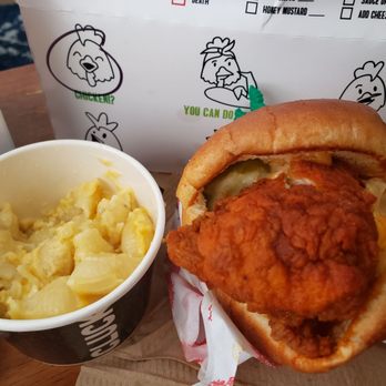 Cluck & Blaze - mac + cheese and side chick sandwich (w/ cole slaw on side, but normally has cole slaw on top) - Chicken Shop Near Me - Long Beach, California Cluck & Blaze - mac + cheese and side chick sandwich (w/ cole slaw on side, but normally has cole slaw on top) - Chicken Shop Near Me - Long Beach, California