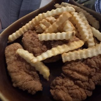 The Porch - Chicken strips with krinkle fries - Bars Near Me - Council Bluffs, Iowa The Porch - Chicken strips with krinkle fries - Bars Near Me - Council Bluffs, Iowa