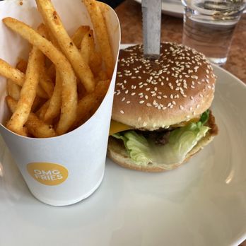 The Meteor - Meteor burger with fries - Pizza Near Me - Dallas, Texas
