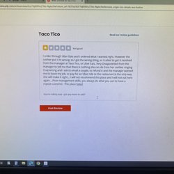 Taco Tico Texarkana - Me explaining after talking to a manager on duty