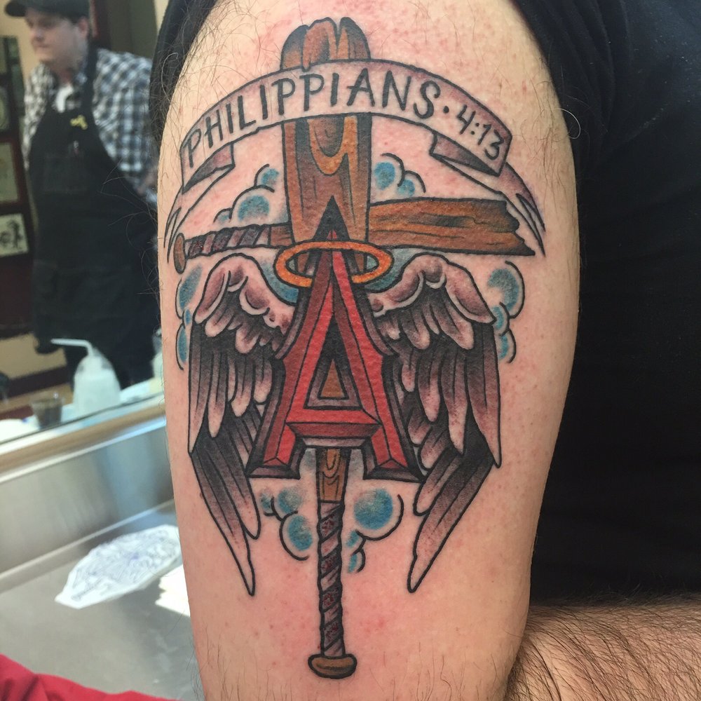 Classic Tattoo - Husband's tattoo designed drawn and tattooed by Joe. - Tattoo Near Me - Fullerton, California