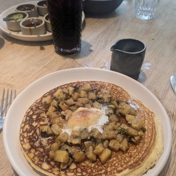 Oxomoco - Masa pancakes with grilled pineapple and smoked maple syrup. Delicious! - Mexican Near Me - Brooklyn, New York