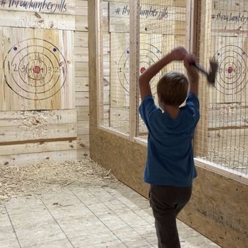 Lumber Jill’s Axe Throwing Lounge - 10 year old throwing - Axe Throwing Near Me - Ladson, South Carolina Lumber Jill’s Axe Throwing Lounge - 10 year old throwing - Axe Throwing Near Me - Ladson, South Carolina