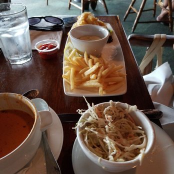 Kula Lodge & Restaurant - Fish (mahimahi) and chips with aw - Breakfast & Brunch Near Me - Kula, Hawaii