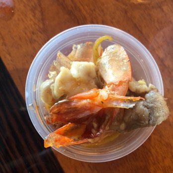 Triple-T - SOME of the fat that was removed and shrimp tails. - Noodles Near Me - Gardena, California