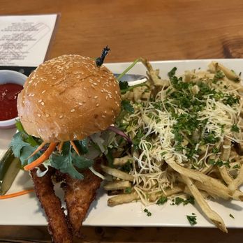 Meet & Eat - Crispy chicken burger with fries - Breakfast & Brunch Near Me - Sacramento, California Meet & Eat - Crispy chicken burger with fries - Breakfast & Brunch Near Me - Sacramento, California