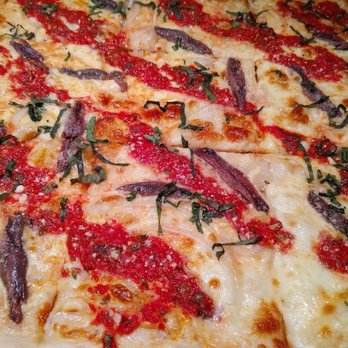 Sergio's Pizza - Grandma's with anchovies & onions...YUM! - Pizza Near Me - Raleigh, North Carolina