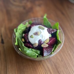 J Cafe  - Roasted Beet Salad with Crème and Spinach