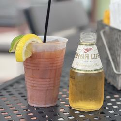 Milwaukee Brat House - Cutest darn chaser with the Bloody Mary. Ask for a bit of spice, delish!